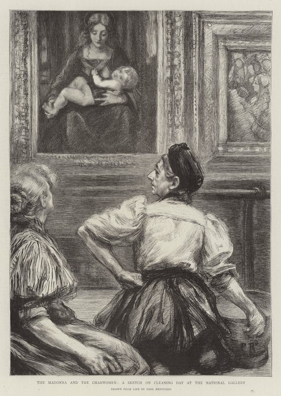 A Madonna e as Charwomen, um esboço sobre o dia da limpeza na National Gallery de Charles Paul Renouard
