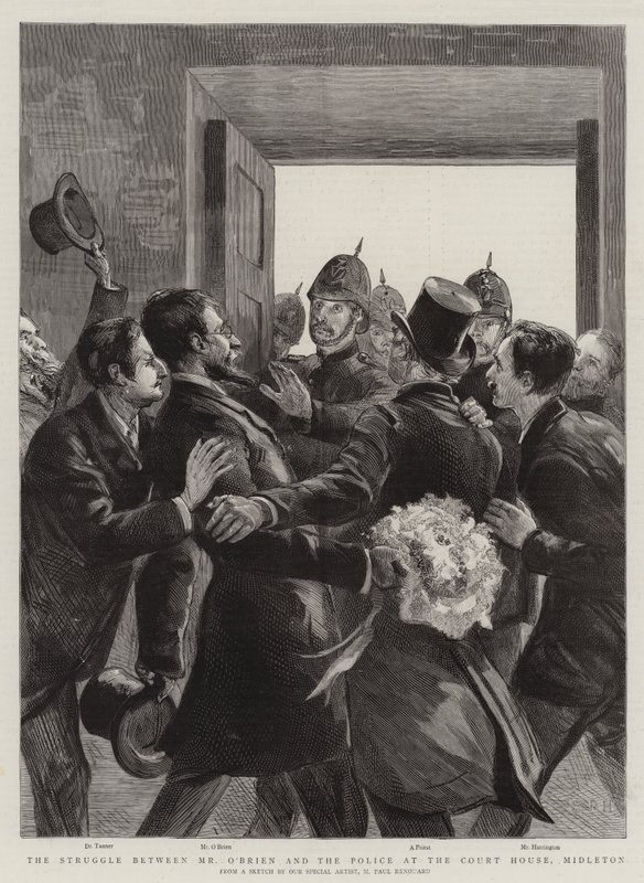 A luta entre o Sr. O&39;Brien e a polícia no tribunal, Midleton de Charles Paul Renouard