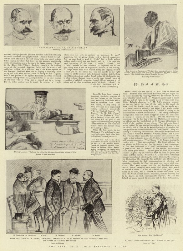 O Julgamento de M Zola, Sketches in Court de Charles Paul Renouard
