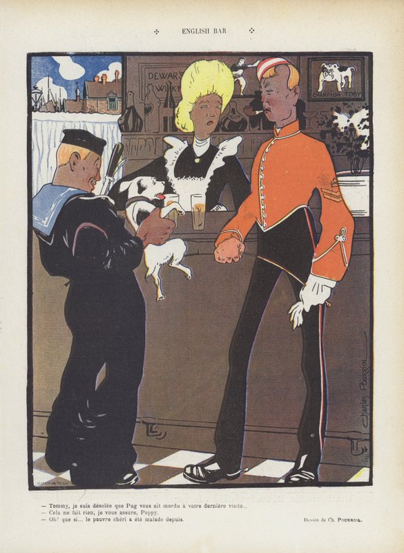 Bar inglês. Ilustração para Le Rire (cor litho) de Charles Pourriol