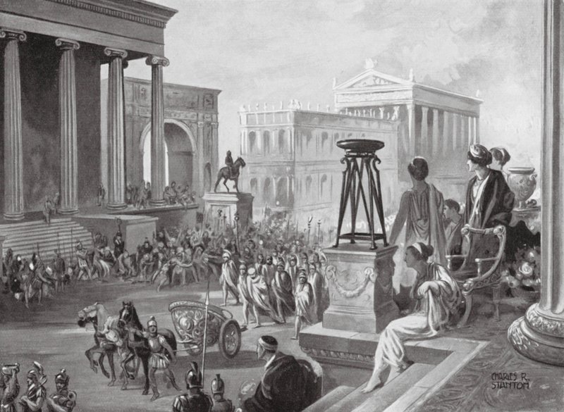 Os líderes aqueus transportados para Roma, 167 a.C. (litografia) de Charles Rebel Stanton