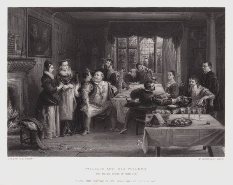 Falstaff and His Friends (gravura) de Charles Robert (after) Leslie