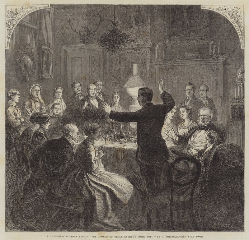 Uma lição do feriado do Natal, o coro à canção cómica do tio Evered de Sir John Charles Robinson