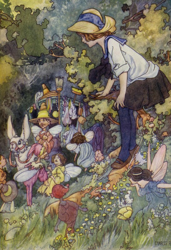 A Peep into the Land of Fairy Tales (cor litho) de Charles Robinson