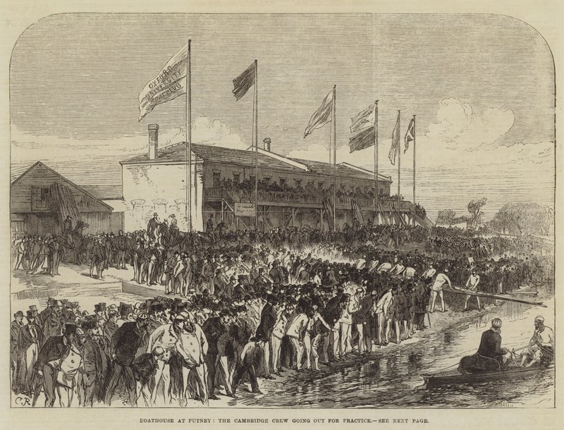 Boathouse at Putney, a equipe de Cambridge saindo para a prática de Sir John Charles Robinson