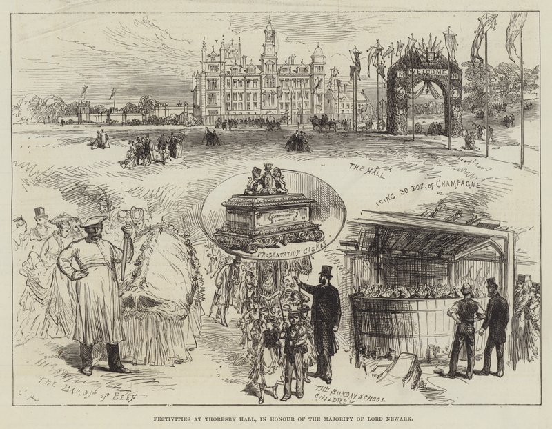 Festas no Thoresby Hall, em honra da maioria de Lord Newark de Sir John Charles Robinson