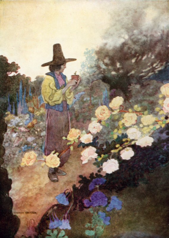 Hans no seu jardim de Charles Robinson