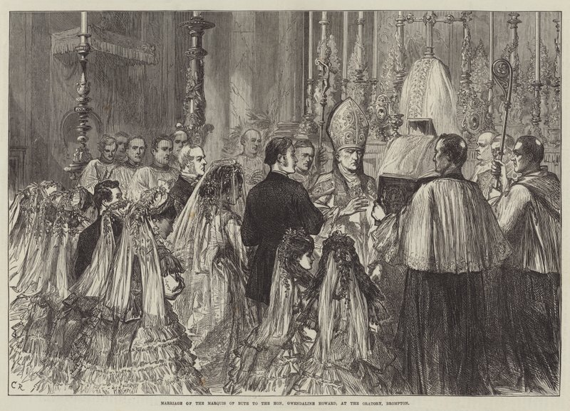 Casamento do Marquês de Bute com a Honorável Gwendaline Howard, no Oratório, Brompton de Sir John Charles Robinson