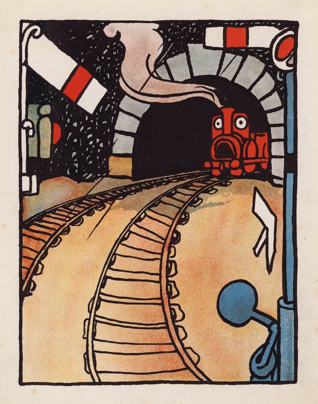Disparate: Motor com medo de sair à chuva (litografia a cores) de Charles Robinson