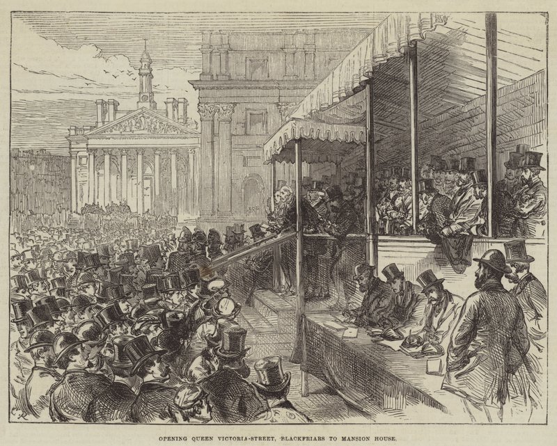 Abrindo Queen Victoria-Street, Blackfriars para Mansion House de Sir John Charles Robinson