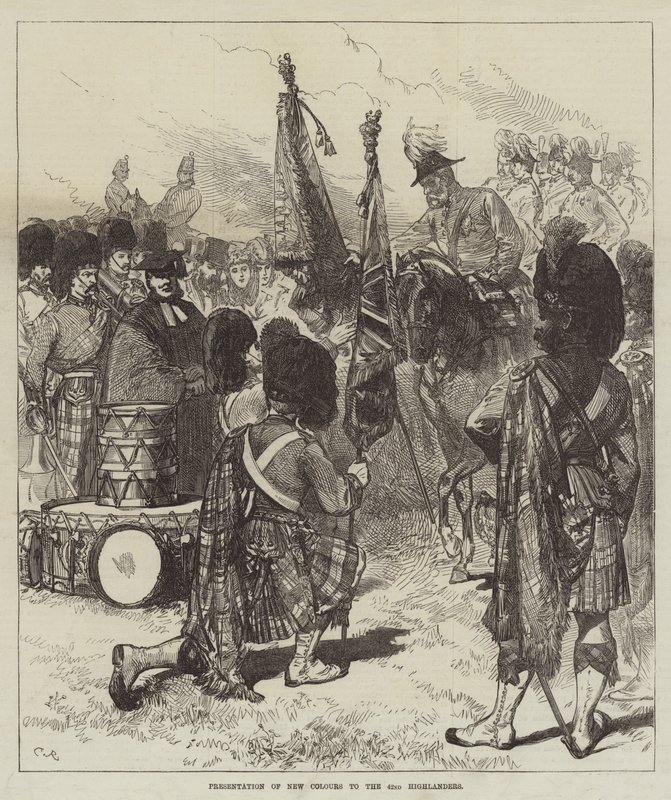 Apresentação de novas cores para os 42 highlanders de Sir John Charles Robinson
