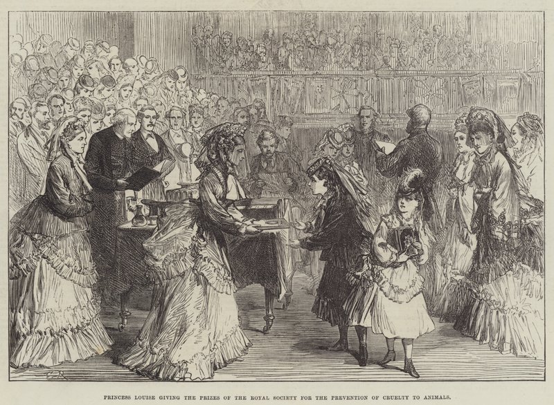 Princesa Louise dando os prêmios da Sociedade Real para a Prevenção da Crueldade aos Animais de Sir John Charles Robinson