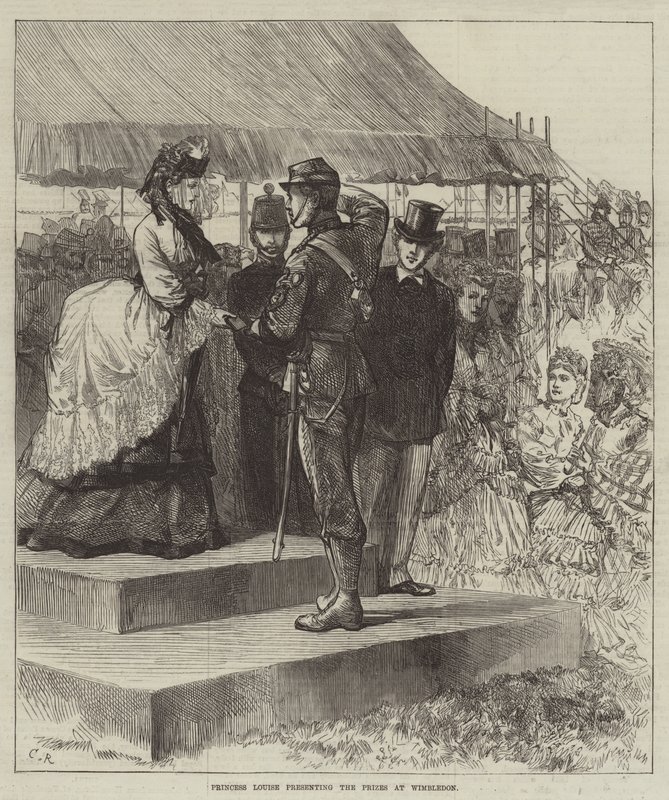 Princesa Louise apresentando os prêmios em Wimbledon de Sir John Charles Robinson