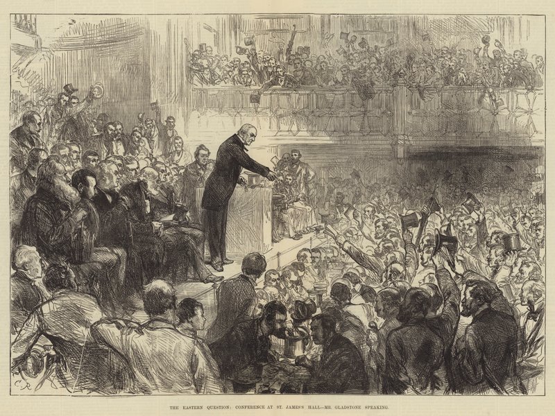 A questão oriental, conferência no St. James Hall, o Sr. Gladstone falando de Sir John Charles Robinson