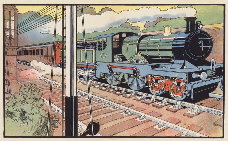 O trem expresso passando por uma caixa de sinal de Charles Robinson