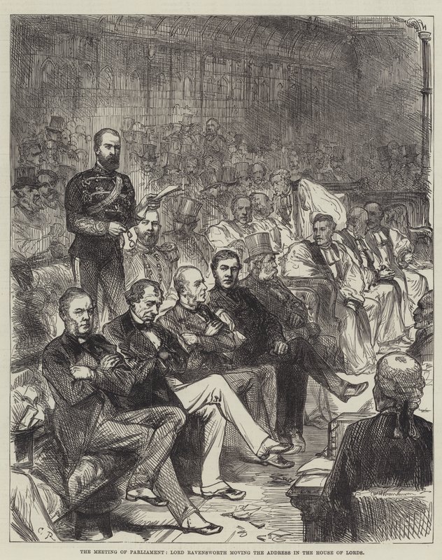 A Reunião do Parlamento, Senhor Ravensworth Movendo o Endereço na Câmara dos Lordes de Sir John Charles Robinson