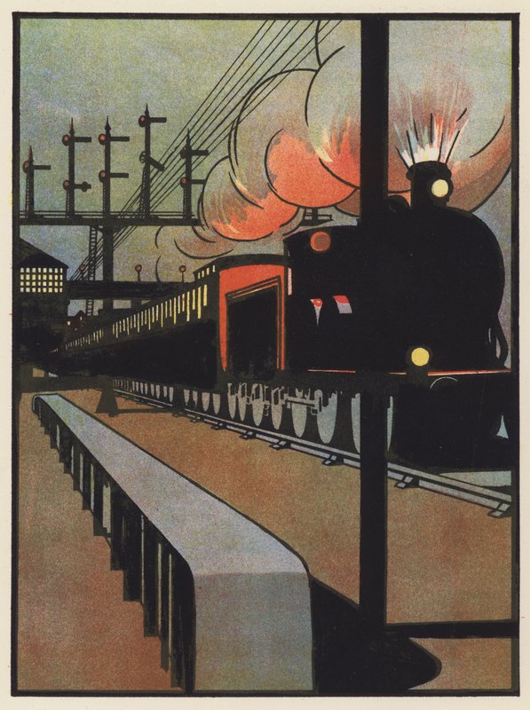O trem noturno saindo de uma estação de Charles Robinson