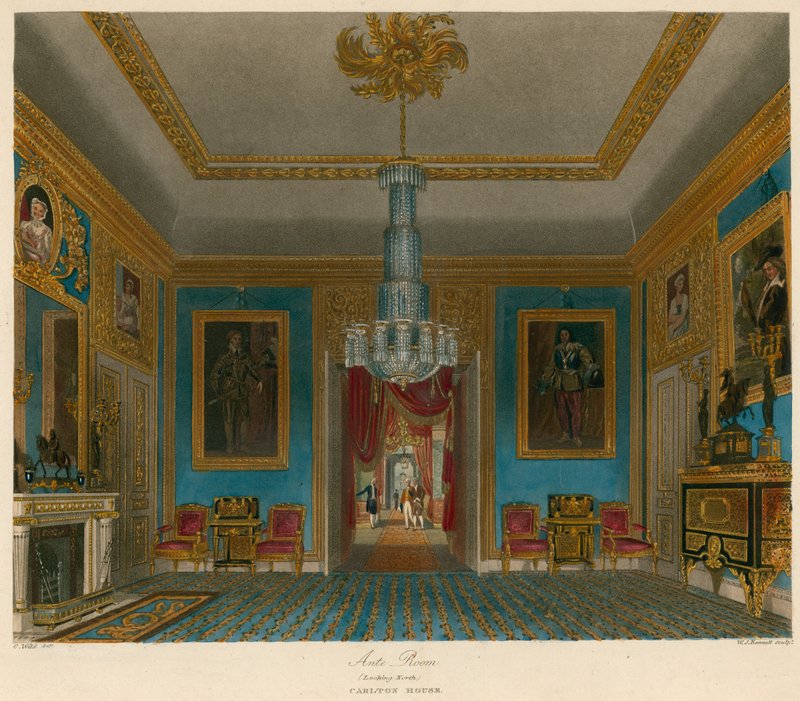 Ante Room, Carlton House, Londres, olhando para o norte de Charles Wild