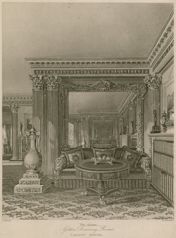 A alcova, sala dourada do desenho, Carlton House, Londres de Charles Wild