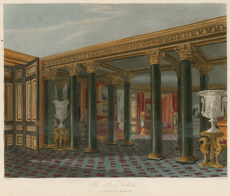 O vestíbulo inferior, Carlton House, Londres de Charles Wild