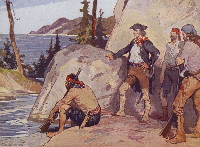 Mackenzie no Pacífico pela Overland Route (lito colorido) de Charles William (after) Jefferys
