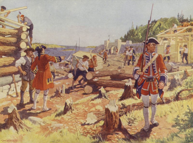 A Fundação de Halifax (cor litho) de Charles William (after) Jefferys