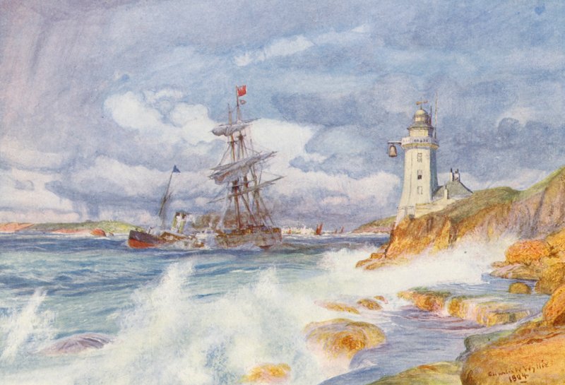 Entrada do porto de Falmouth (litografia a cores) de Charles William Wyllie
