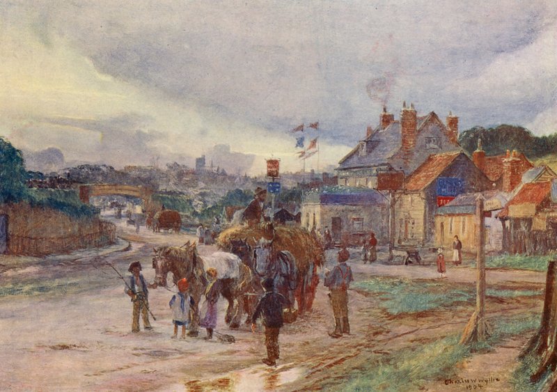 High Barnet, a partir do sopé de Barnet Hill (litografia a cores) de Charles William Wyllie