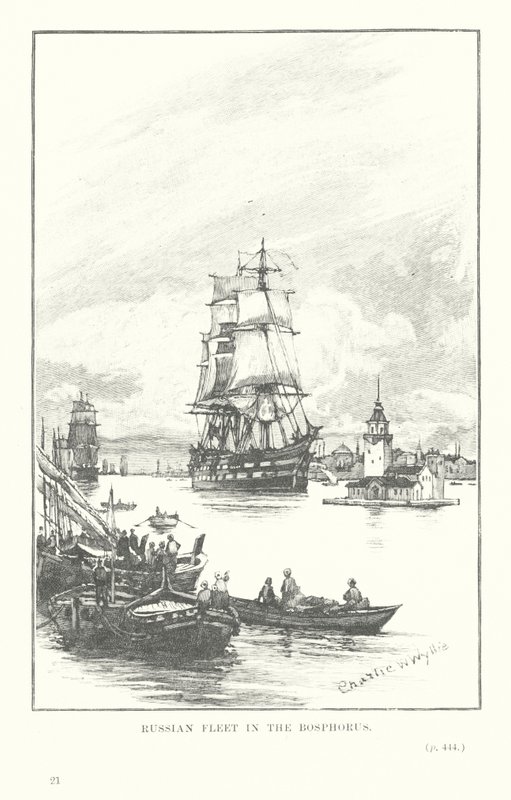Frota russa no Bósforo (litografia) de Charles William Wyllie