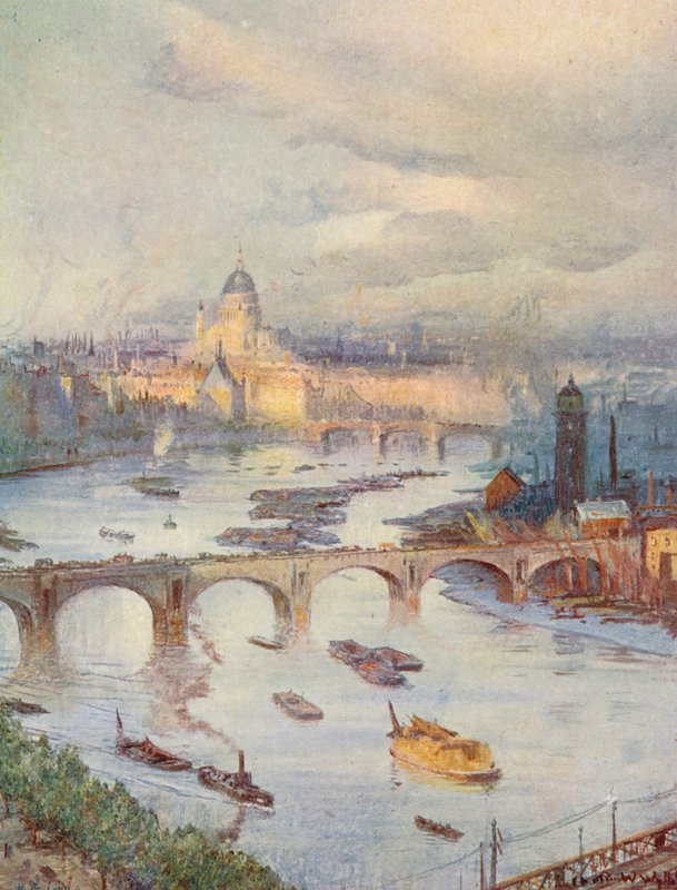 A cidade de Londres vista do National Liberal Club (litografia a cores) de Charles William Wyllie