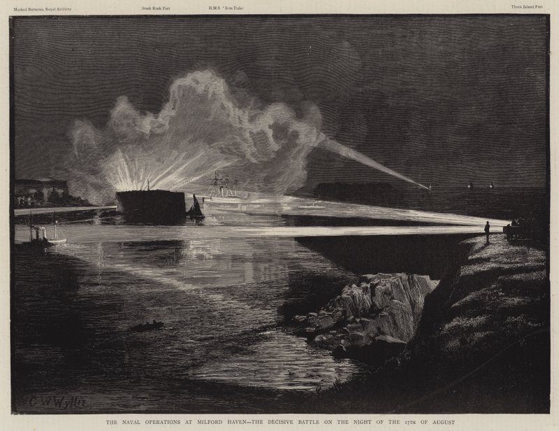 As Operações Navais em Milford Haven, a Batalha Decisiva na Noite de 17 de Agosto de Charles William Wyllie