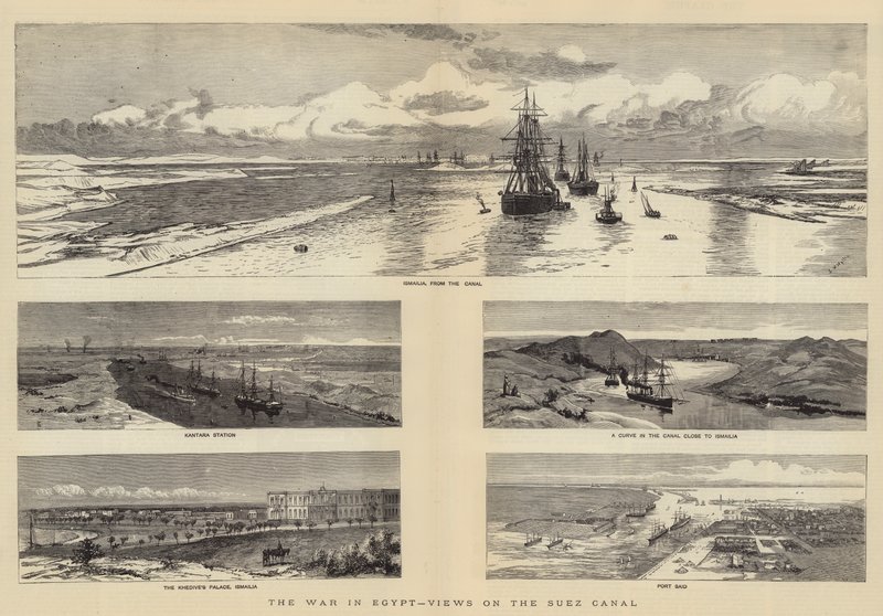 A guerra no Egito, vistas no Canal de Suez de Charles William Wyllie