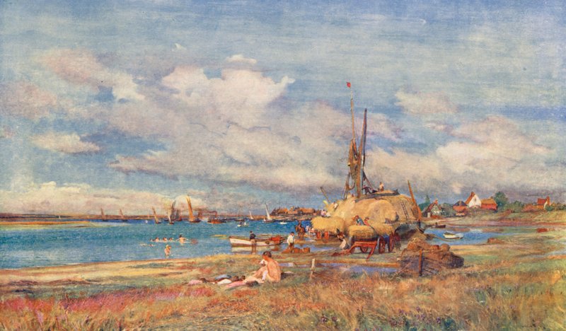 West Mersea, Mersea Island, Essex (litografia a cores) de Charles William Wyllie