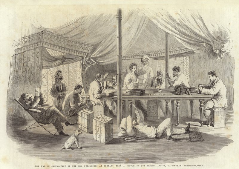 A Guerra na China - Tenda do 15º Punjaubees em Pehtang de Charles Wirgman