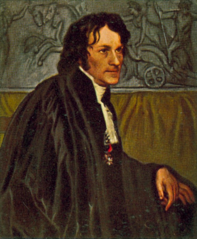 Bertel Thorvaldsen, escultor dinamarquês (litografia a cores) de Christoffer Wilhelm Eckersberg