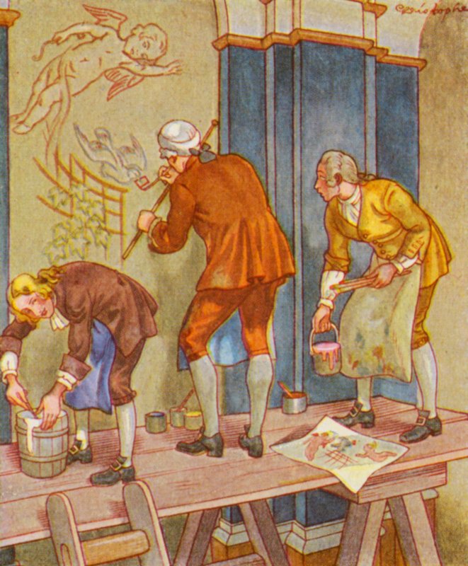 Dekorationsmaler / Pintor decorativo (litografia a cores) de Christophe (1856 1945)