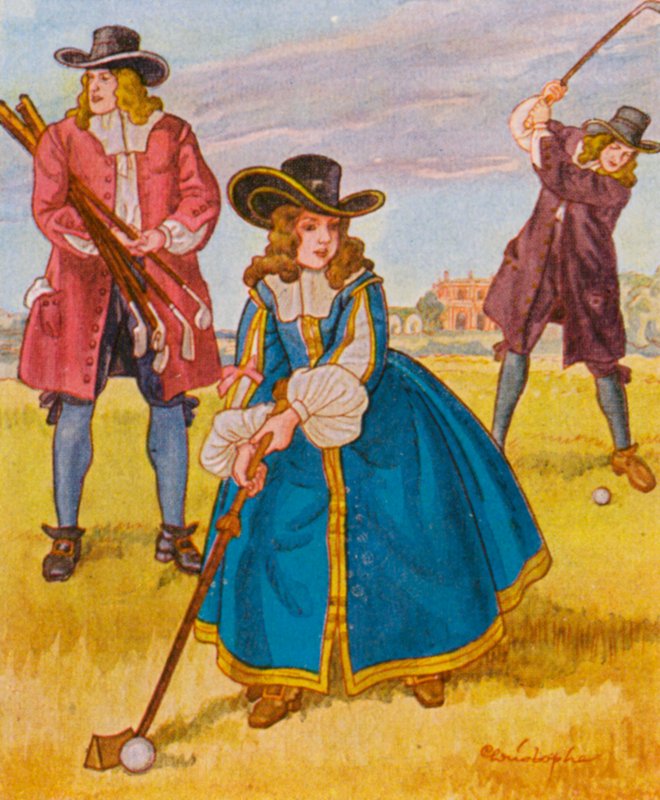 Golfspiel / Jogo de golfe (litografia a cores) de Christophe (1856 1945)