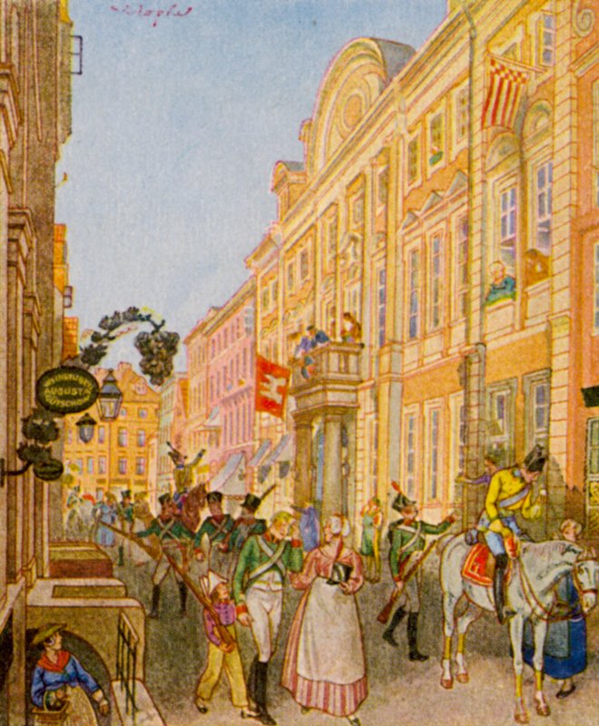 Hamburger Burgerwehr / Milícia de Hamburgo (litografia a cores) de Christophe (1856 1945)