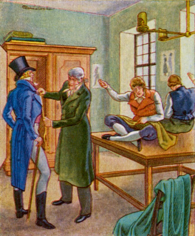 Herrenschneider / Alfaiate de homens (litografia a cores) de Christophe (1856 1945)