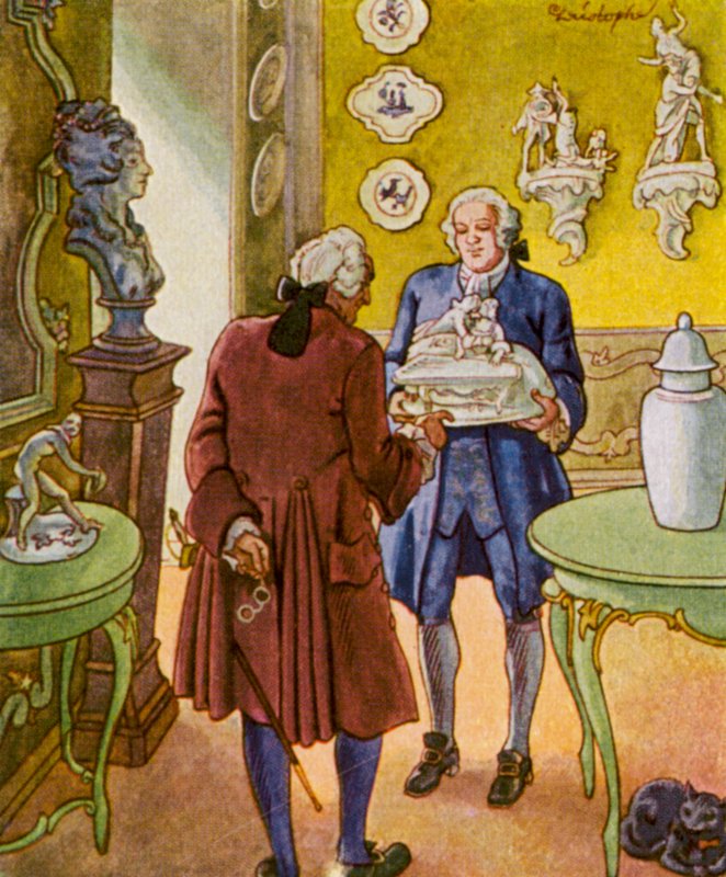 Porzellankabinett / Armário de porcelana (litografia a cores) de Christophe (1856 1945)