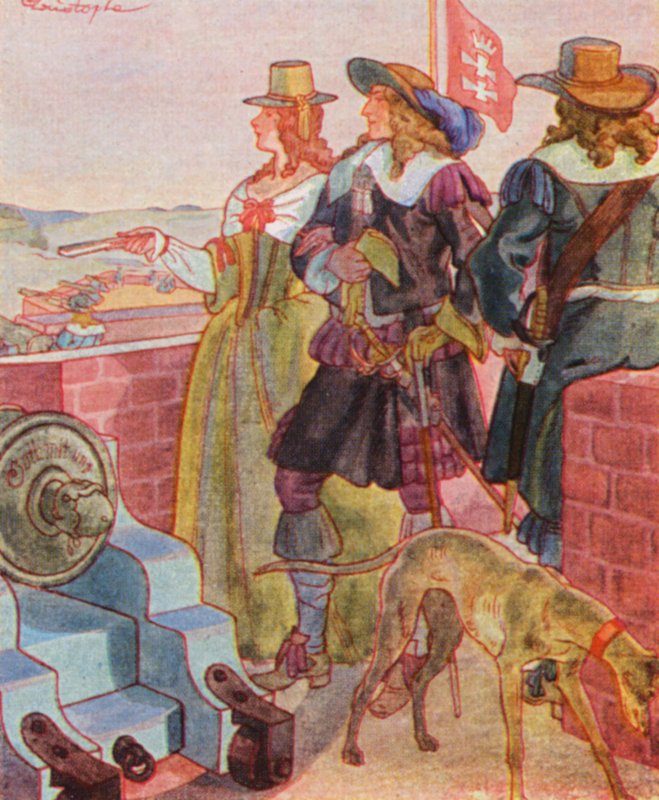 Spaziergang Auf Den Festungswallen / Passeio nas muralhas (litografia a cores) de Christophe (1856 1945)