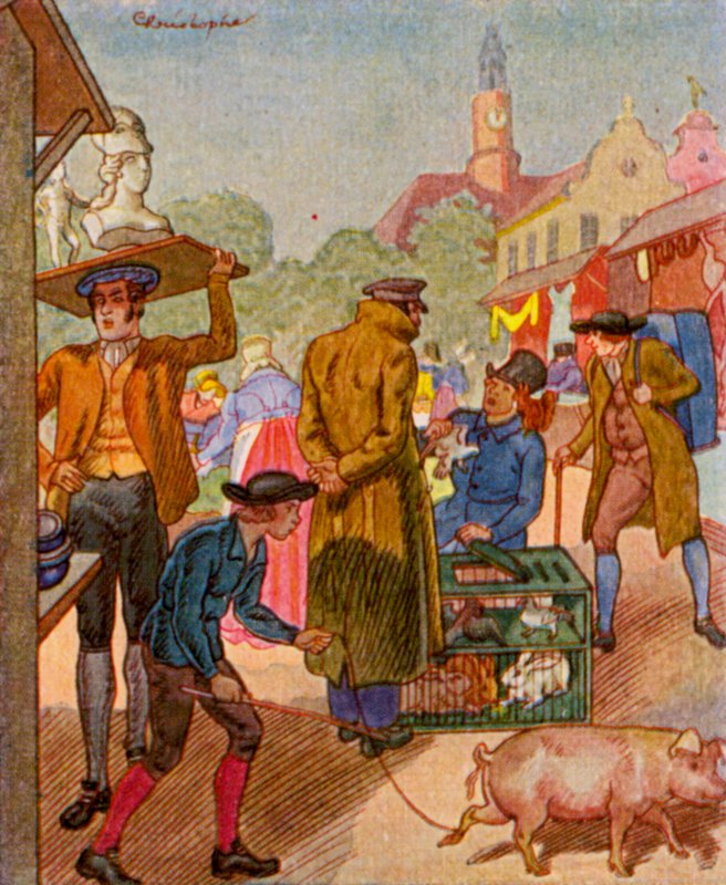 Wochenmarkt / Mercado semanal (litografia a cores) de Christophe (1856 1945)