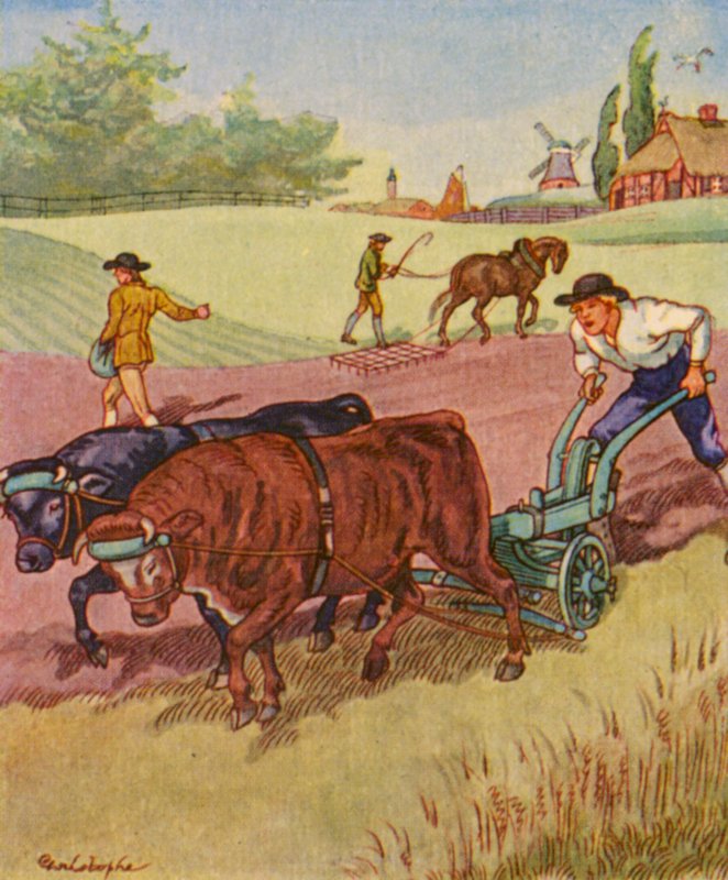 Bauer Am Pflug / Agricultor no arado (litografia a cores) de Christophe (1856 1945)