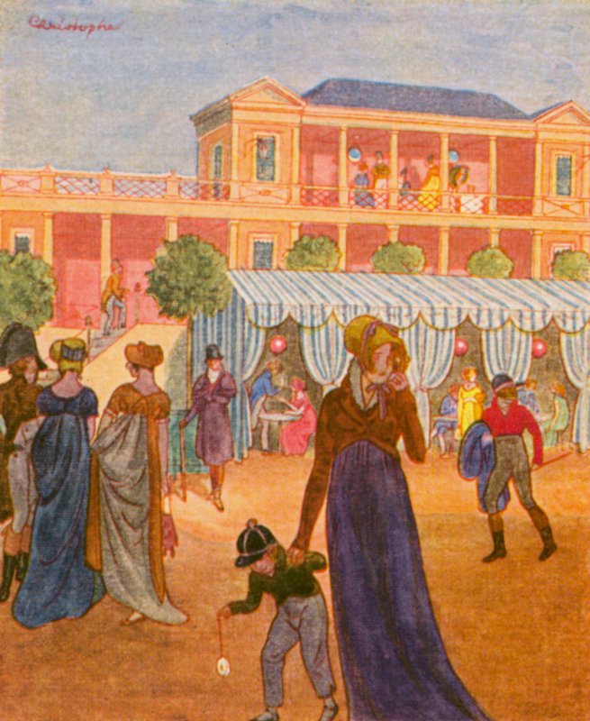 Elegantes Ausflugslokal / Restaurante de Excursão Elegante (litografia a cores) de Christophe (1856 1945)