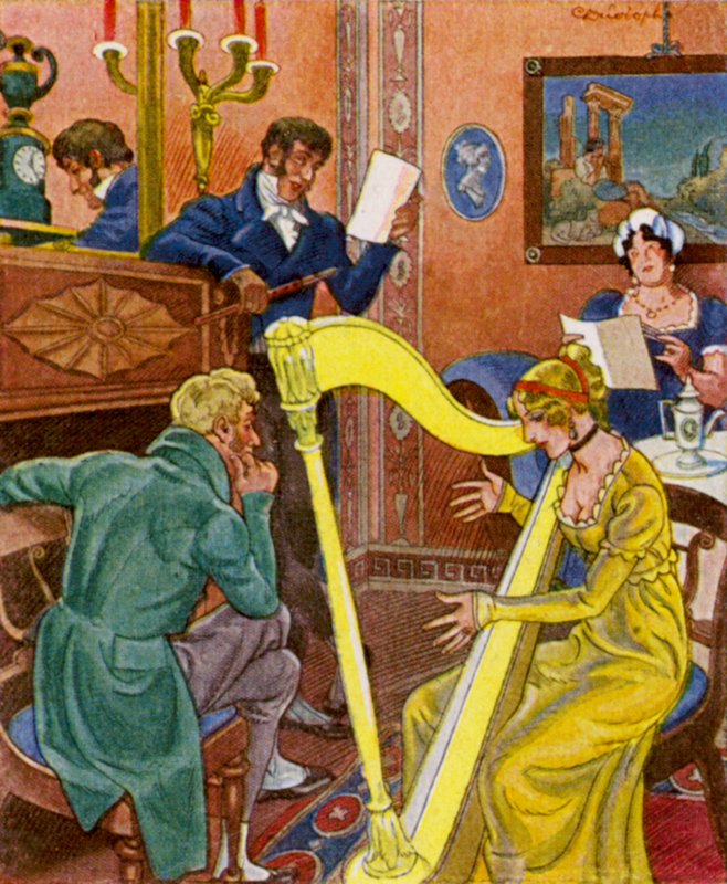 Harfenkonzert / Concerto para harpa (litografia a cores) de Christophe (1856 1945)