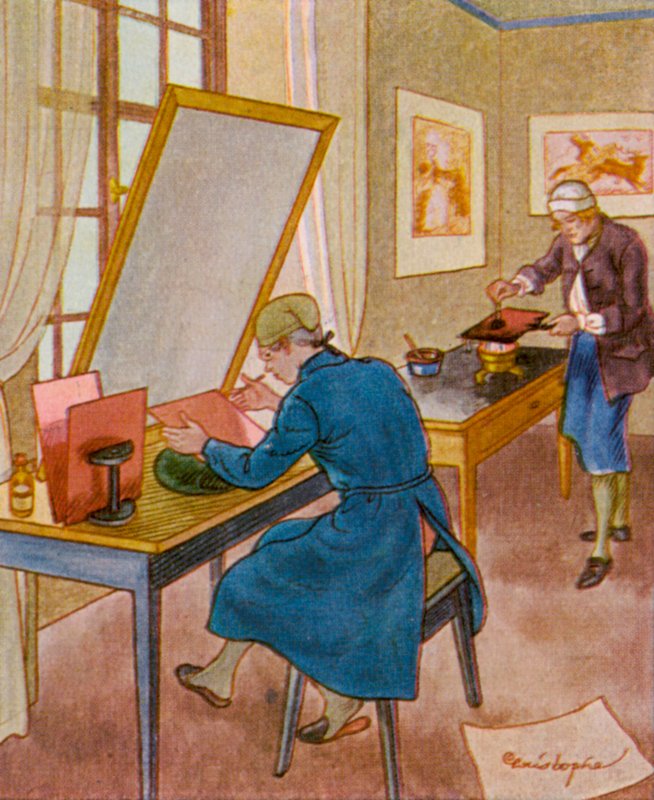 Gravador (litografia a cores) de Christophe (1856 1945)