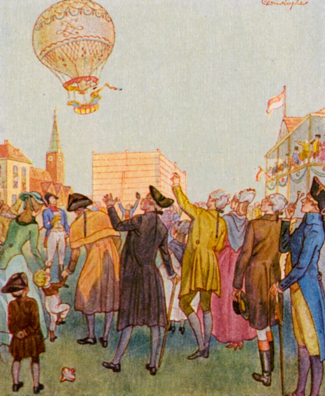 Luftballon / Balão (litografia a cores) de Christophe (1856 1945)