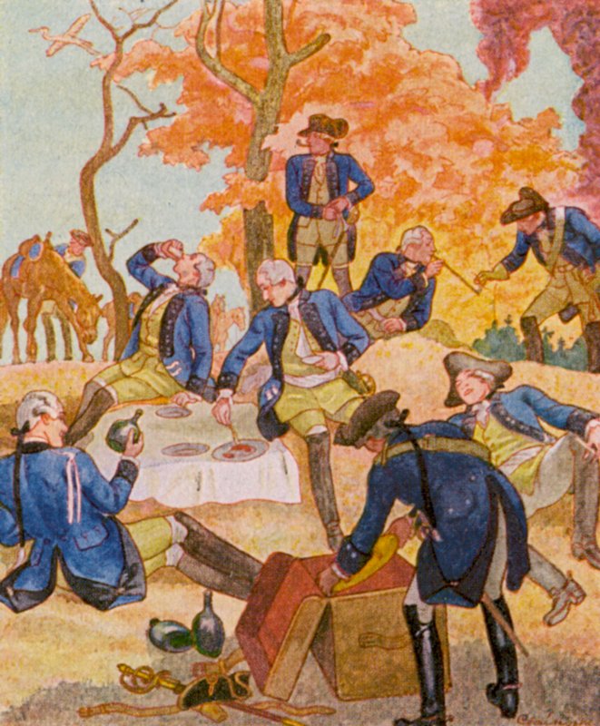 Offiziers-Picknick / Piquenique dos Oficiais (litografia a cores) de Christophe (1856 1945)
