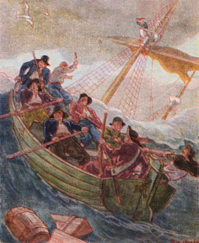 Piraten In Seenot / Piratas em perigo (litografia a cores) de Christophe (1856 1945)