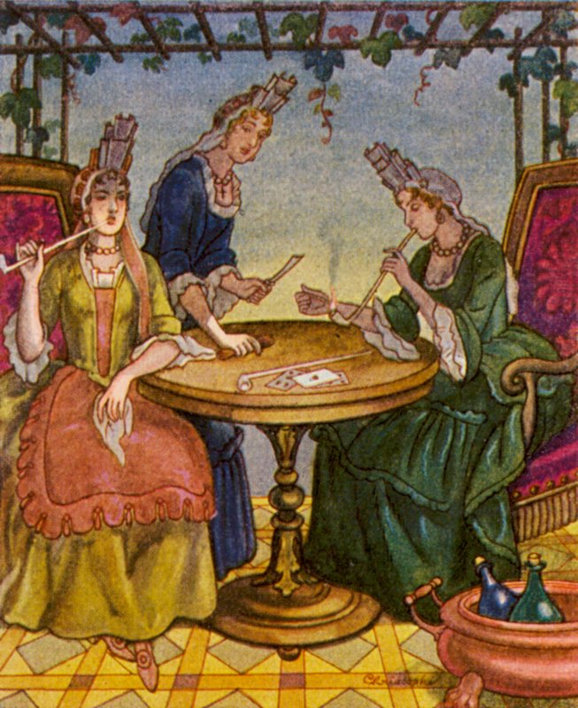 Raucherinnen / Fumadores (litografia a cores) de Christophe (1856 1945)